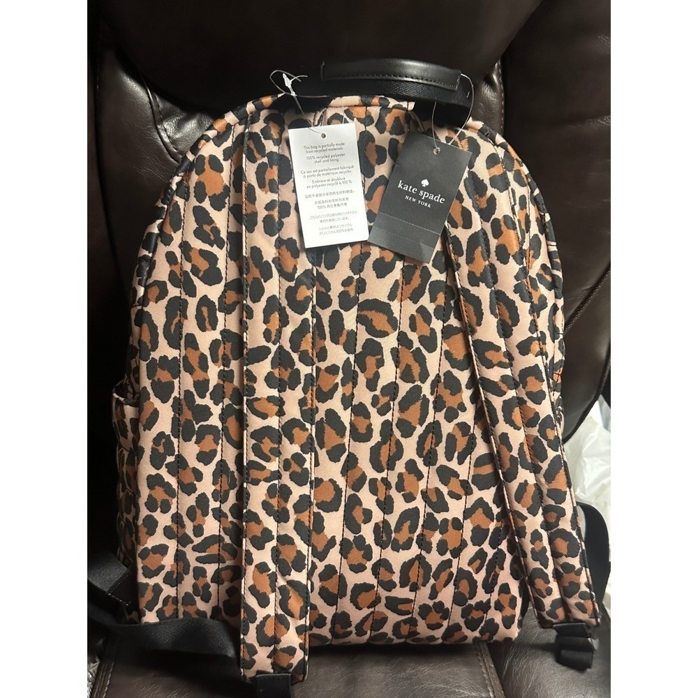 Kate Spade New York Quilted Leopard Print Backpack Bag Brown Multi Camden - Picture 4 of 5